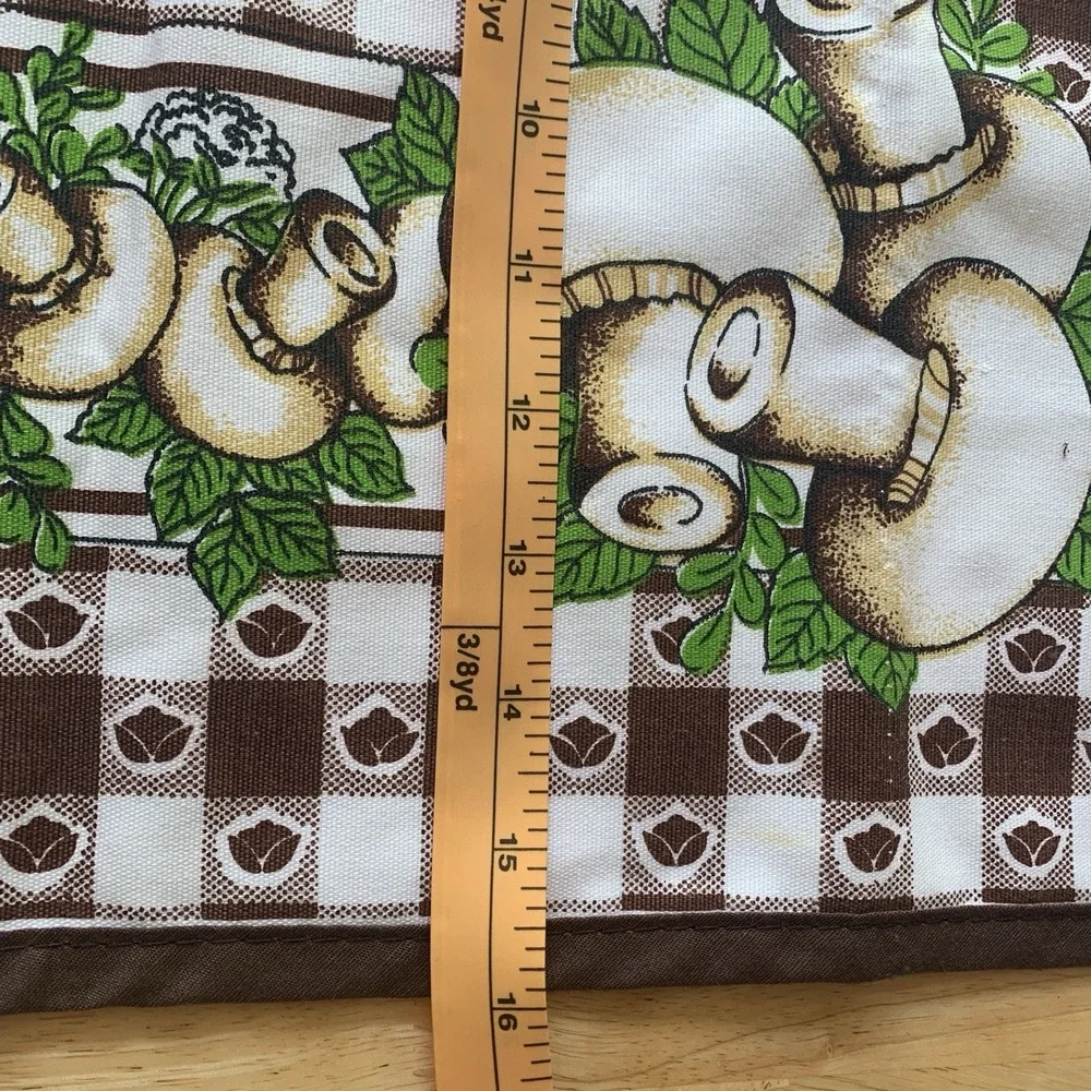 Vtg Half Apron Retro Mushrooms Vegetables Homesteading Franco Pockets Checkered